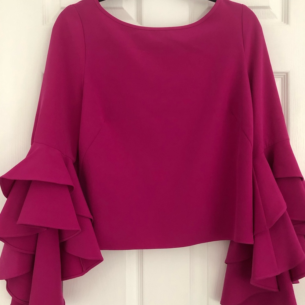MILLY RUFFLE SLEEVE TOP WITH SIDE BUTTON - Picture 2 of 14